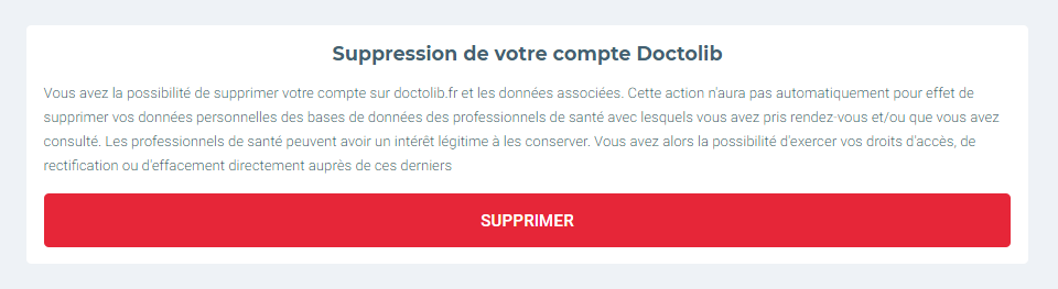 Supprimer un compte – Doctolib