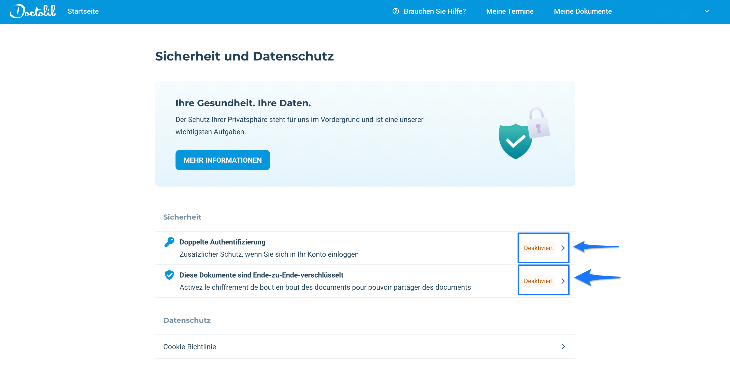 Sicherheit & Datenschutz – Hilfe Und Support Doctolib