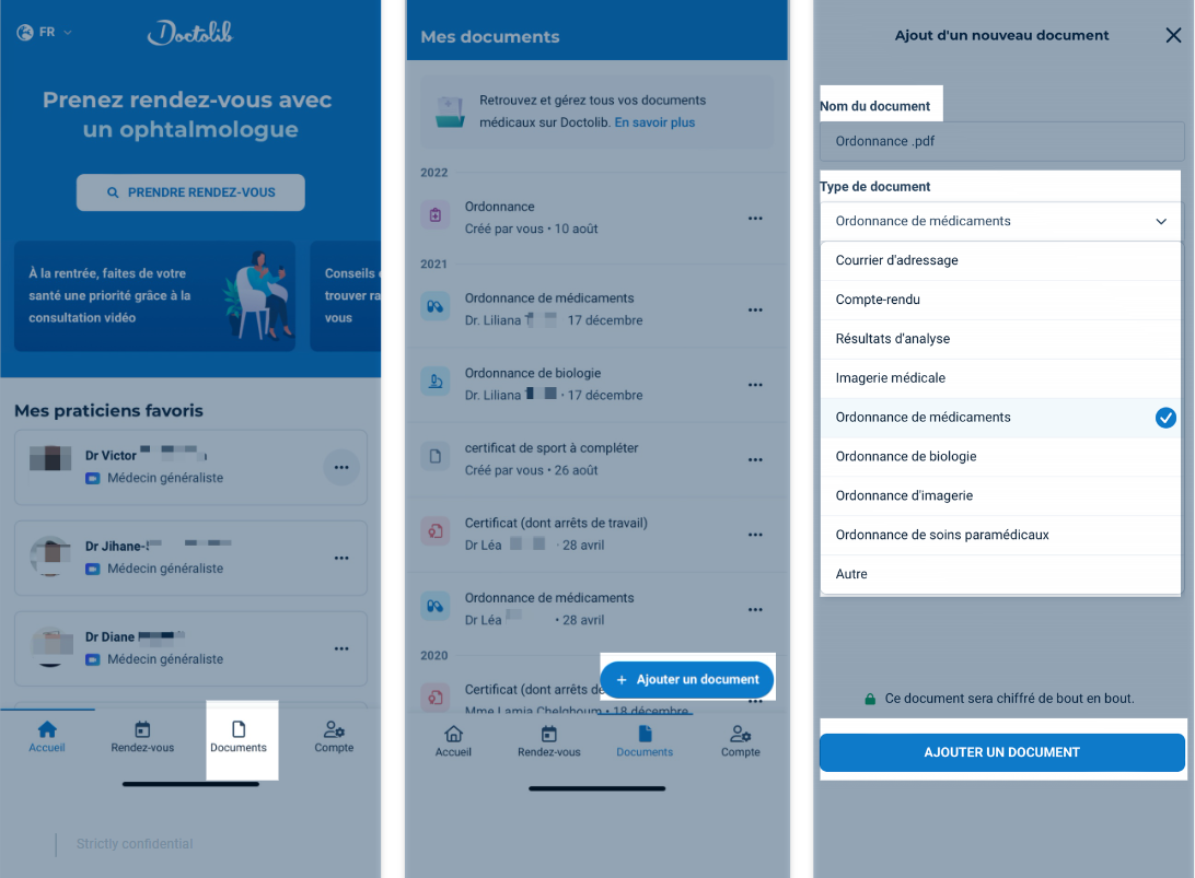 Importer des documents dans votre espace Doctolib Doctolib Service