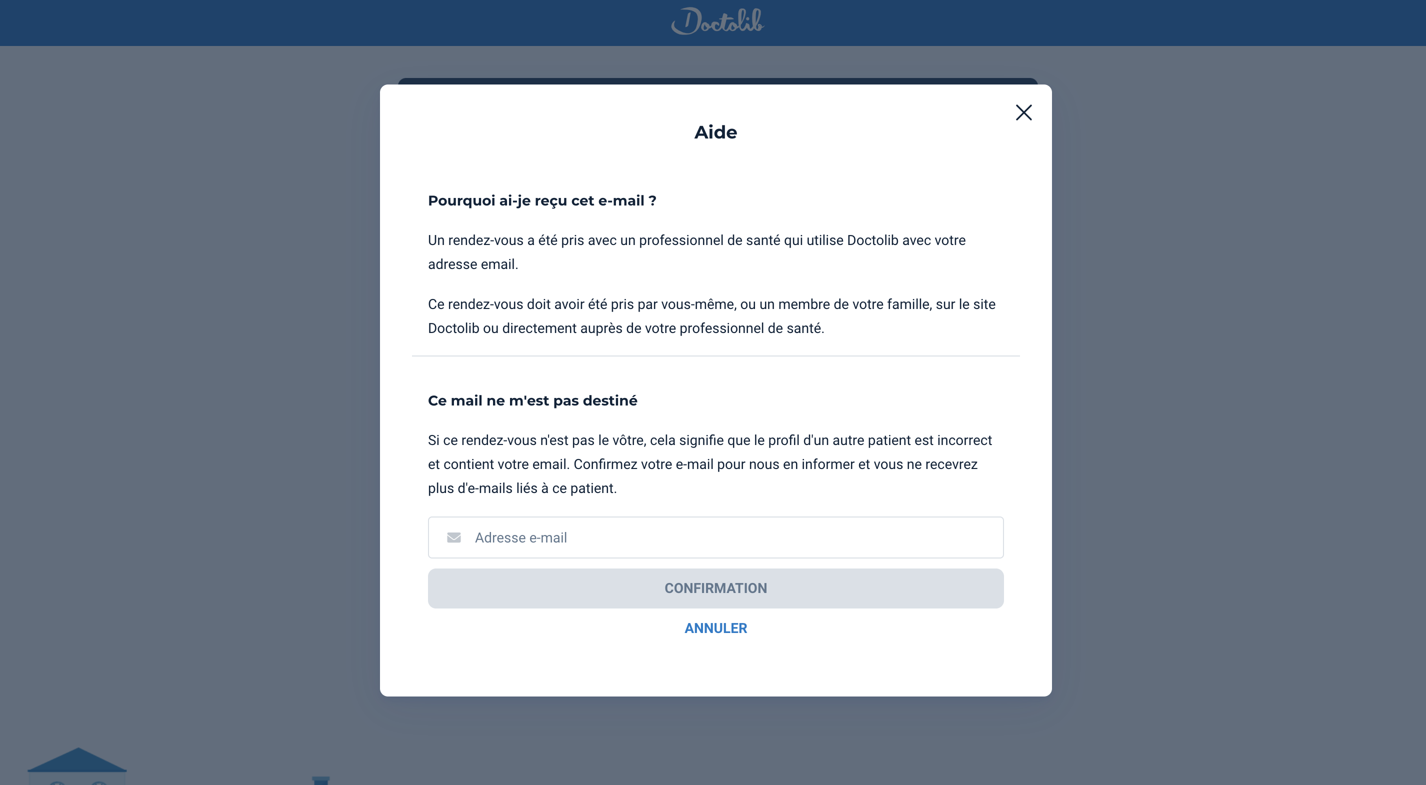 Notification email et/ou SMS reçue par erreur (le rendezvous ne concerne ni vous ni un proche